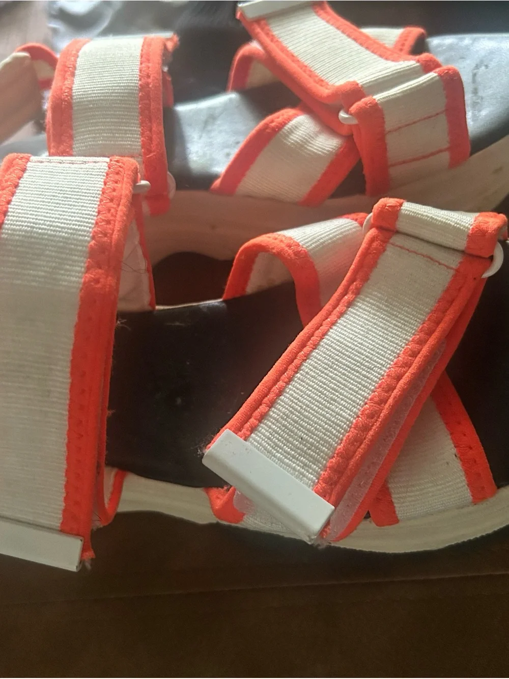 White and Bright Orange Strappy Sandals